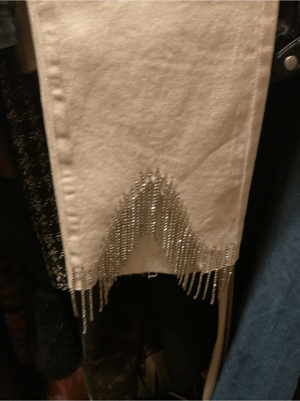 NWT Risen Jeans Fringe Fancy Bling White Tassle - Picture 8 of 8